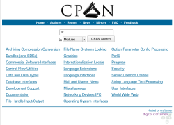 Úvodní strana vyhledávače modulů search.cpan.org